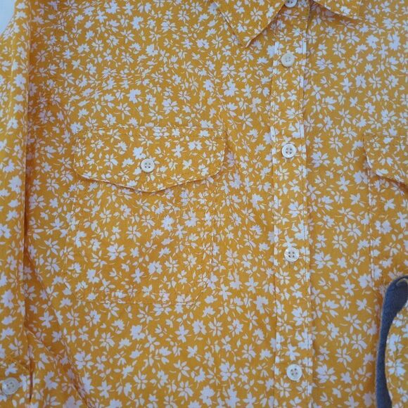 St. John'sBayPXXYellowRoll-tab LngslButtonUp 100%CottonFloralPrint Women'sShirt. - Picture 2 of 9